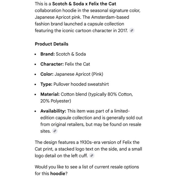 DreamWorks collab‎ Scotch Soda Felix Cat hoodie XL limited edition apricot - Picture 8 of 9